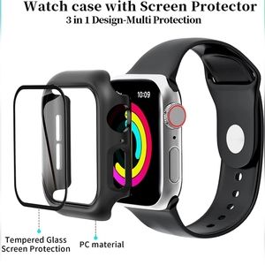 Hard PC Watch Case with Tempered Glass Screen Protector for  Apple Watch